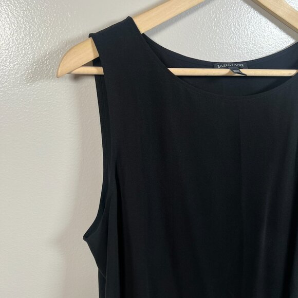 Eileen Fisher Silk Sleeveless Tunic Size Large Black Minimal Lagenlook Layer - Picture 4 of 8
